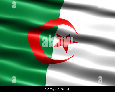 Pavillon de l'Algérie l'illustration par ordinateur avec aspect soyeux et les vagues Banque D'Images