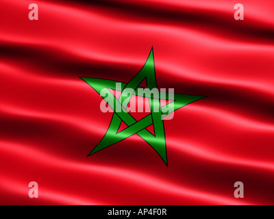 Pavillon du Maroc illustration par ordinateur avec aspect soyeux et les vagues Banque D'Images