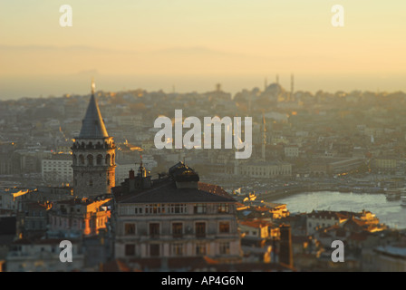 ISTANBUL, TURQUIE. Un Tilt-shift vue sur le quartier de Galata Beyoglu d'Eminonu et vers Sultanahmet. L'année 2007. Banque D'Images