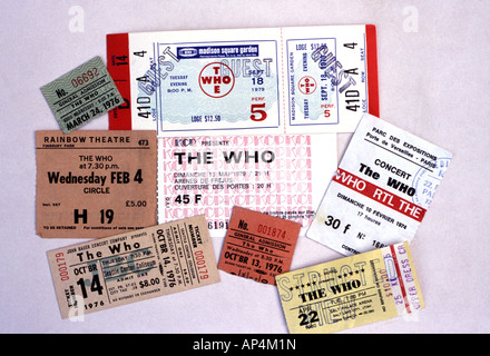 L'OMS en date du diversement billets pour les représentations par le groupe de rock britannique Banque D'Images