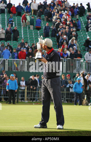 Golfeur professionnel irlandais Padraig Harrington gagnante en 2007 du British Open Golf Championship Carnoustie Écosse Banque D'Images