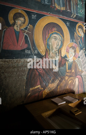 La Grèce, le nord-est de l'îles de la mer Égée, Samos, Mili : Moni Megalis monastère Panagia, icônes de l'intérieur Banque D'Images