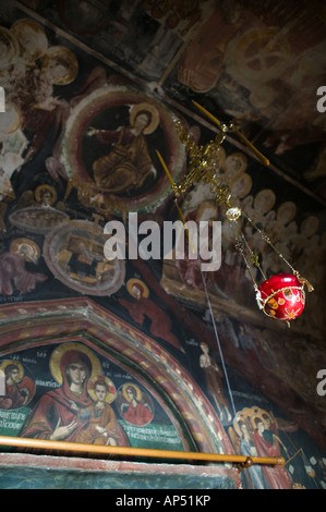 La Grèce, le nord-est de l'îles de la mer Égée, Samos, Mili : Moni Megalis monastère Panagia, icônes de l'intérieur Banque D'Images