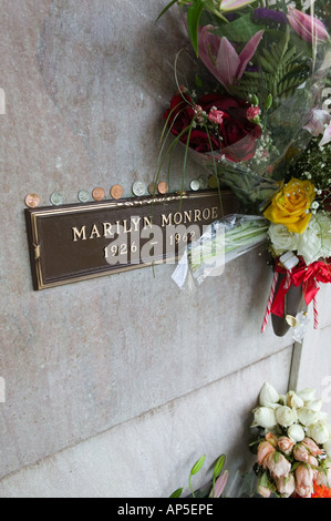 USA, Californie, Los Angeles, Westwood : Westwood Memorial Park, de la tombe de Marilyn Monroe, actrice Banque D'Images