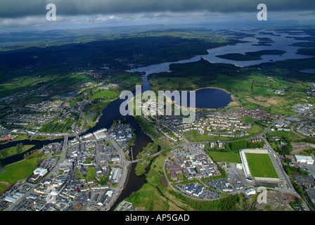 Le comté de Fermanagh, Enniskillen, aérienne, l'Irlande du Nord Banque D'Images