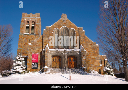 Amérique du Nord, USA, Massachusetts, Premier Congregational Church de lecture après tempête Banque D'Images