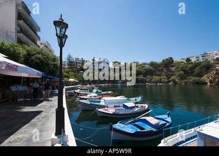 Lac Voulismeni, Aghios Nikolaos, côte nord-est, la Crète, Grèce Banque D'Images