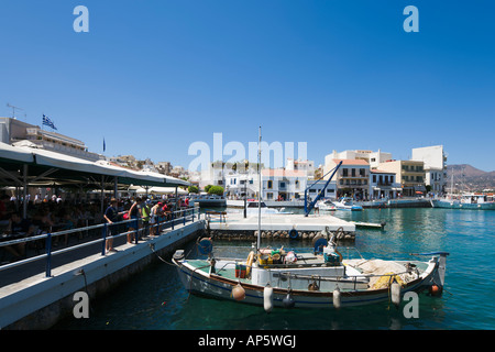 Port, Aghios Nikolaos, côte nord-est, la Crète, Grèce Banque D'Images