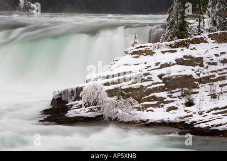 Près de Troy Montana Kootenai Falls en hiver Banque D'Images