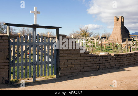 USA, New Mexico, Taos Pueblo, bâtiments d'Adobe en collectivités autochtones américaines, Site du patrimoine mondial Banque D'Images