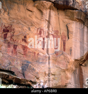 Pictogrammes de Thompson Canyon, Utah de figures humaines (apparemment un groupe familial) Banque D'Images