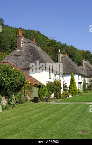 Les chaumières pittoresques de Milton Abbas Dorset village construit en 1780 par Sir William Chambers Banque D'Images