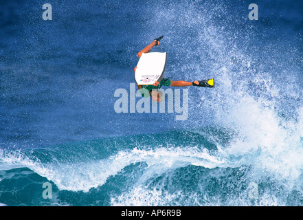 Bodyboard action, Waimea Bay, Oahu, Hawaii, USA Banque D'Images