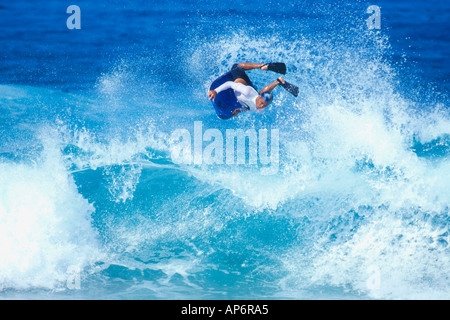 Bodyboard action, Waimea Bay, Oahu, Hawaii, USA Banque D'Images