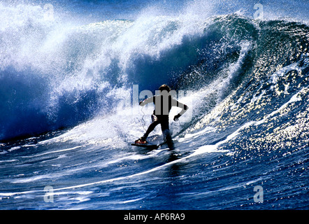 Action boogie boarding, Durban, Afrique du Sud Banque D'Images