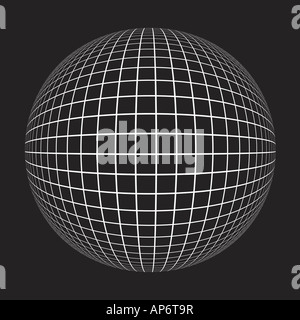 Boule Sphère Globe illustration numérique noir et blanc Banque D'Images