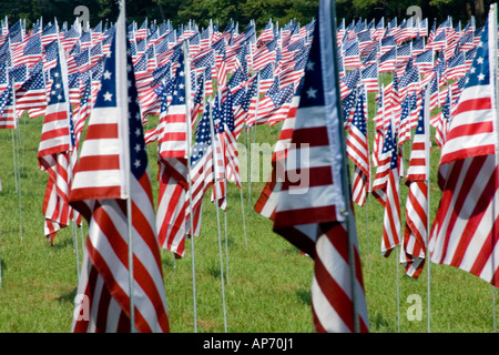 Drapeaux au vent en l'honneur du 911 2001 victimes de l'attaque terroriste contre les États-Unis. Situé à Kennesaw, Géorgie, USA Banque D'Images