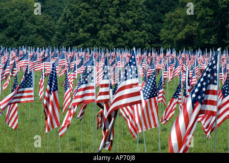 Drapeaux au vent en l'honneur du 911 2001 victimes de l'attaque terroriste contre les États-Unis. Situé à Kennesaw, Géorgie, USA Banque D'Images