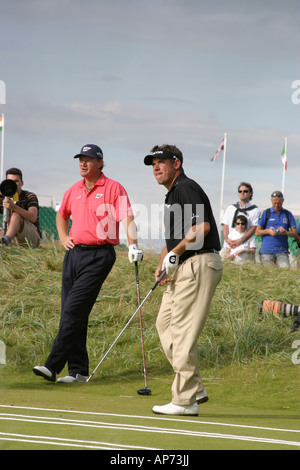 Lee Westwood (droite) et Ernie Els (à gauche) Banque D'Images