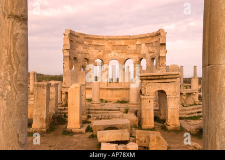 Le marché Leptis Magna Libye Banque D'Images