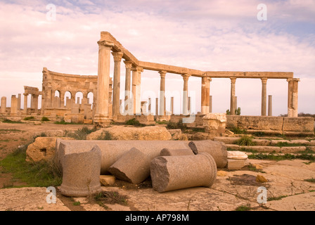 Le marché Leptis Magna Libye Banque D'Images