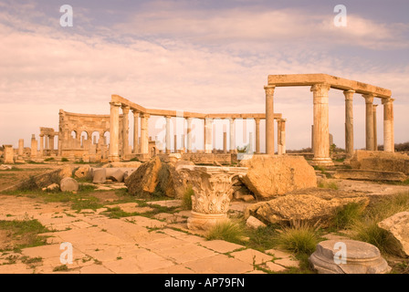 Le marché Leptis Magna Libye Banque D'Images