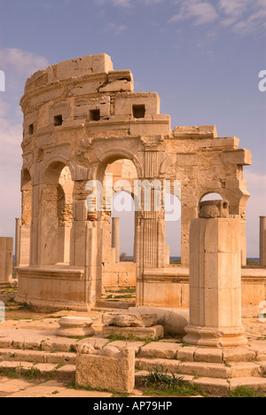 Le marché Leptis Magna, Libye, Afrique du Nord. Banque D'Images