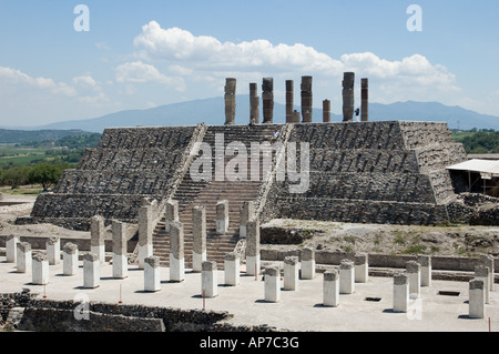 Les ruines d'une ancienne ville d'Amérique centrale de l'empire toltèque Tula en Mexique Banque D'Images