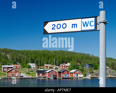 Höga Kusten, village suédois, signer 200m WC Banque D'Images