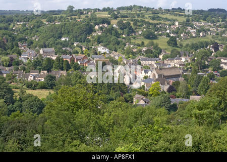 Vu de l'Nailsworth W sur la ville de Cotswolds Gloucestershire, 34440 Colombiers Banque D'Images