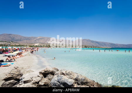 Plage d'Elafonissi, côte ouest, Province de La Canée, Crète, Grèce Banque D'Images