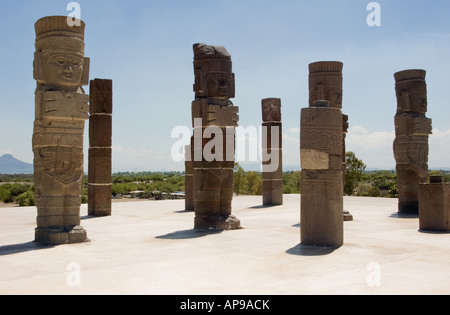 Les ruines d'une ancienne ville d'Amérique centrale de l'empire toltèque Tula en Mexique. Banque D'Images