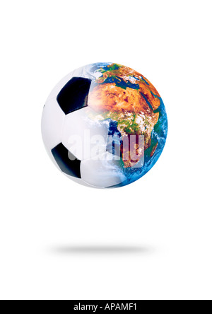 Ballon de soccer et la planète terre Fußball als Weltkugel Banque D'Images