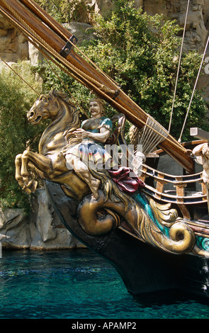 Sculpture en bois sur Galleon, Treasure Island Hotel and Casino, Las Vegas, Nevada, USA Banque D'Images