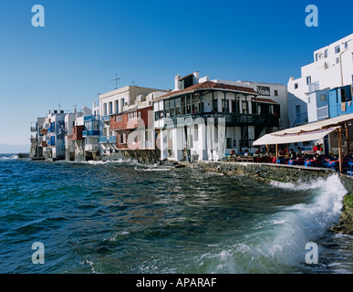 La petite Venise Îles Grecques Mykonos Grèce Hellas Banque D'Images