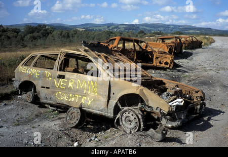 Voitures sous-évaluées sur Bowey Heathfield Site d'Intérêt Scientifique Bovey Tracey Devon, Angleterre Banque D'Images