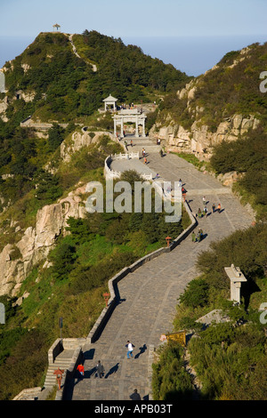 Sur le mont du Temple de Shandong Tai Banque D'Images