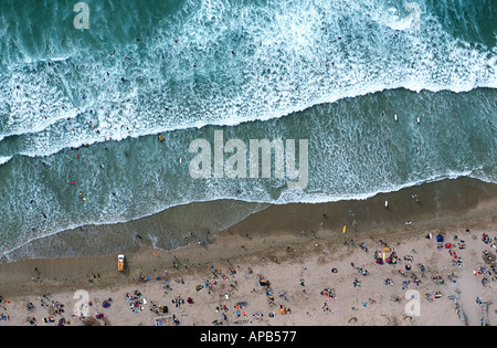 Les familles en vacances sur la plage de Newquay Banque D'Images