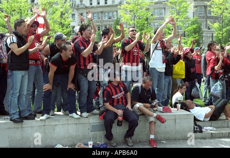 Les supporters de football à Manchester pour european cup-final Banque D'Images