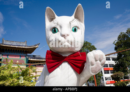 Statue de chat, Kuching, Sarawak, Bornéo, Malaisie Banque D'Images