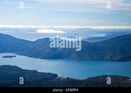 Lac Rotoaira et lac Taupo distance Plateau central en Île du Nord Nouvelle-zélande aerial Banque D'Images