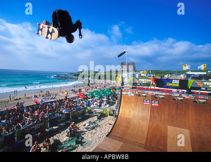 Jocke Olsson à la maîtrise du Rip Curl Newquay Banque D'Images