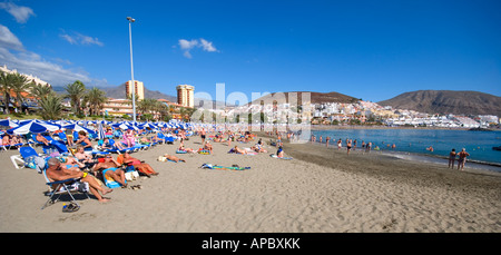 Playa de Las Vistas, à Los Cristianos Tenerife Espagne est considérée comme l'une des plus belles plages des Îles Canaries Banque D'Images