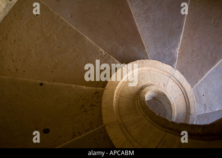 Escalier en colimaçon de la cloître dans le temple couvent du Christ à Tomar, Portugal. UNESCO World Heritage Banque D'Images