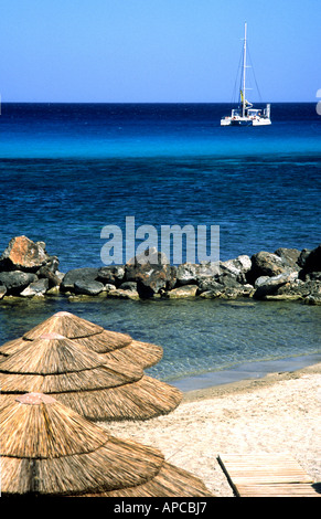 Plage de Lindos Rhodes Grèce Banque D'Images