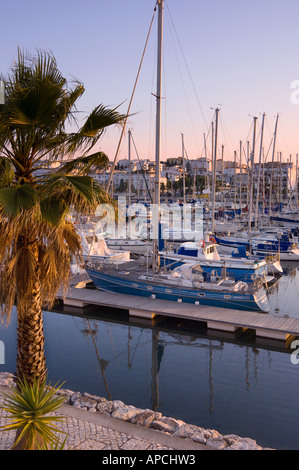 Port de plaisance de Lagos en lumière du soir, de l'Algarve, Portugal Banque D'Images