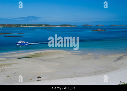 À la direction de St Martins de l'île de Tresco sur les îles Scilly, Angleterre, Royaume-Uni Banque D'Images