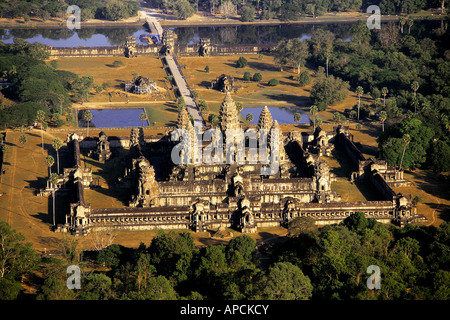 Vue aérienne d'Angkor Wat temple complexe, près de Siem Reap, au Cambodge. Banque D'Images