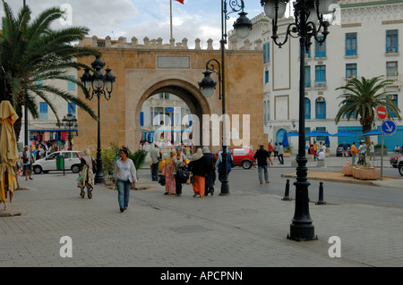 La Porte de France à Tunis Banque D'Images