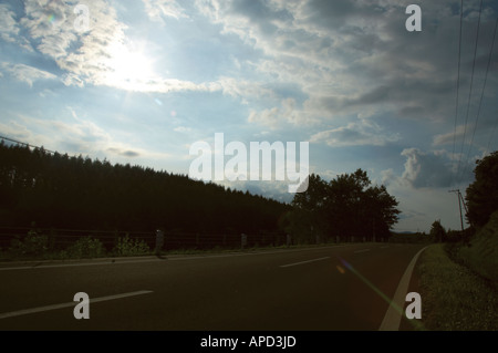 Country road in rural landscape Biei Hokkaido au Japon Banque D'Images